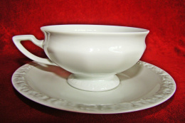 filiżanka do herbaty+ podstawek Rosenthal Biała Maria,1926r