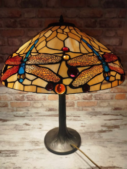 lampa witrażowa Tiffany, ważki, wys. 63 cm