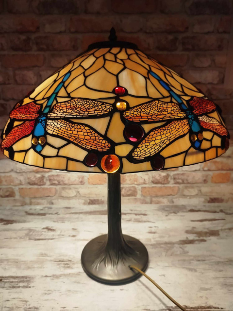 lampa witrażowa Tiffany, ważki, wys. 63 cm lampa witrażowa Tiffany, ważki, wys. 63 cm