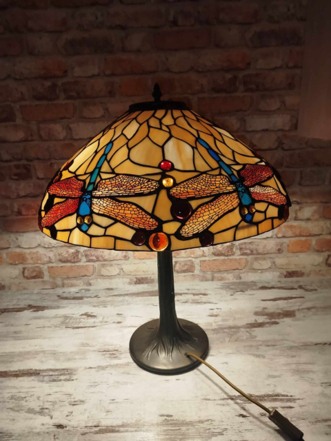 lampa witrażowa Tiffany, ważki, wys. 63 cm lampa witrażowa Tiffany, ważki, wys. 63 cm