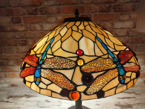 lampa witrażowa Tiffany, ważki, wys. 63 cm lampa witrażowa Tiffany, ważki, wys. 63 cm