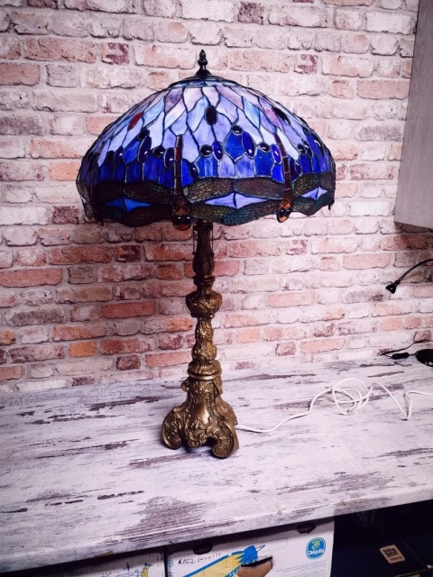 lampa witrażowa Tiffany wys. 86 cm- ważki