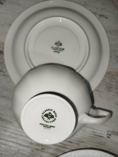 filiżanka do herbaty+ podstawek Rosenthal Biała Maria